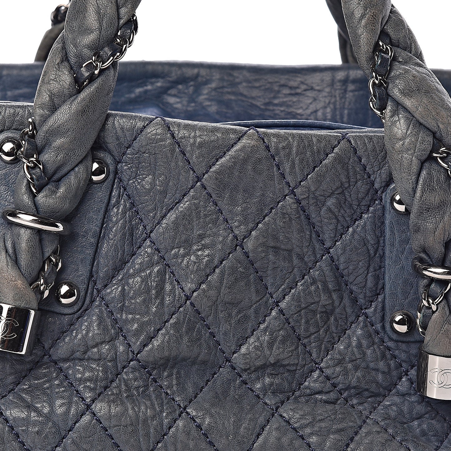 Distressed Lambskin Lady Braid Bowler Blue