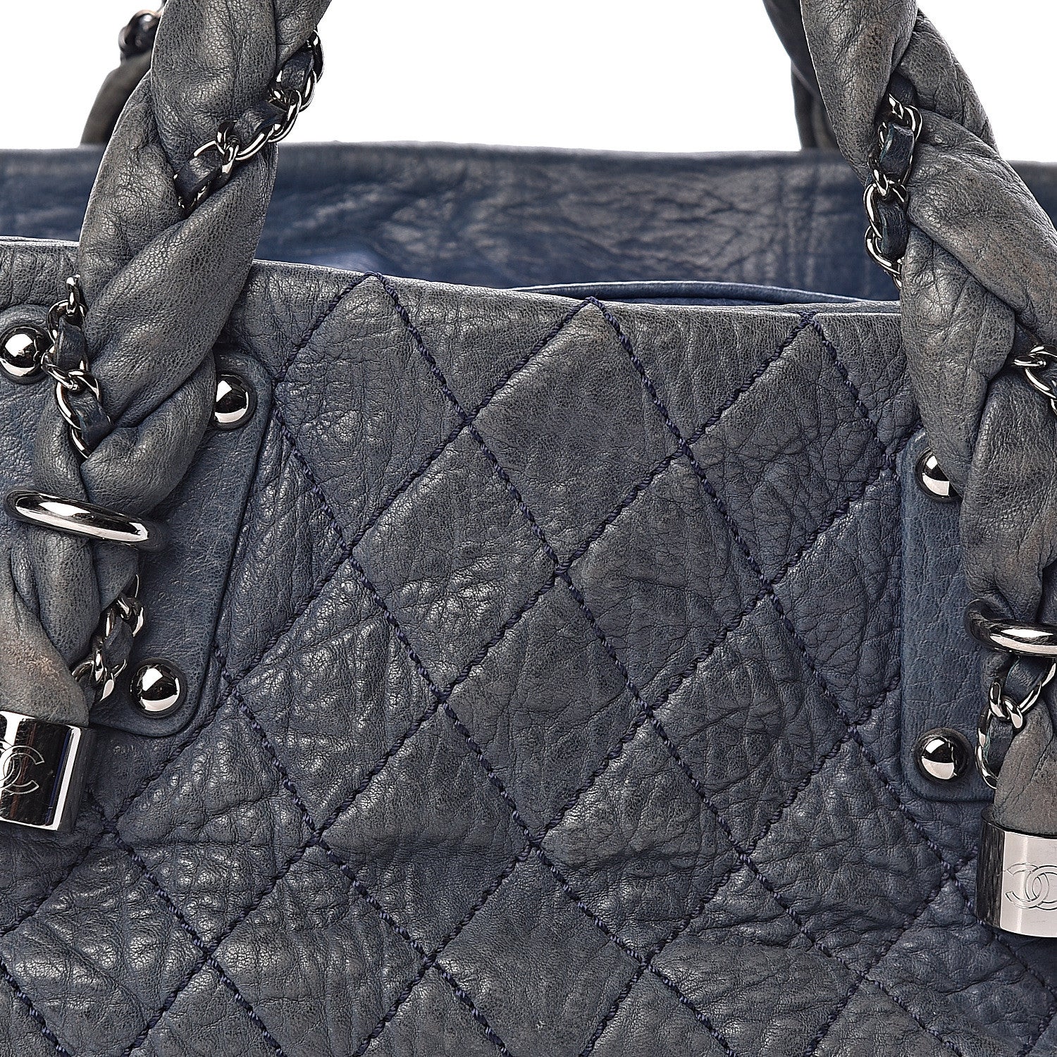 Chanel Distressed Lambskin Lady Braid Bowler Blue 8 of 10