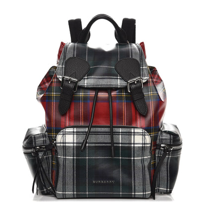 Burberry Laminated Tartan Patchwork Medium Rucksack Backpack Military Red 1 of 7