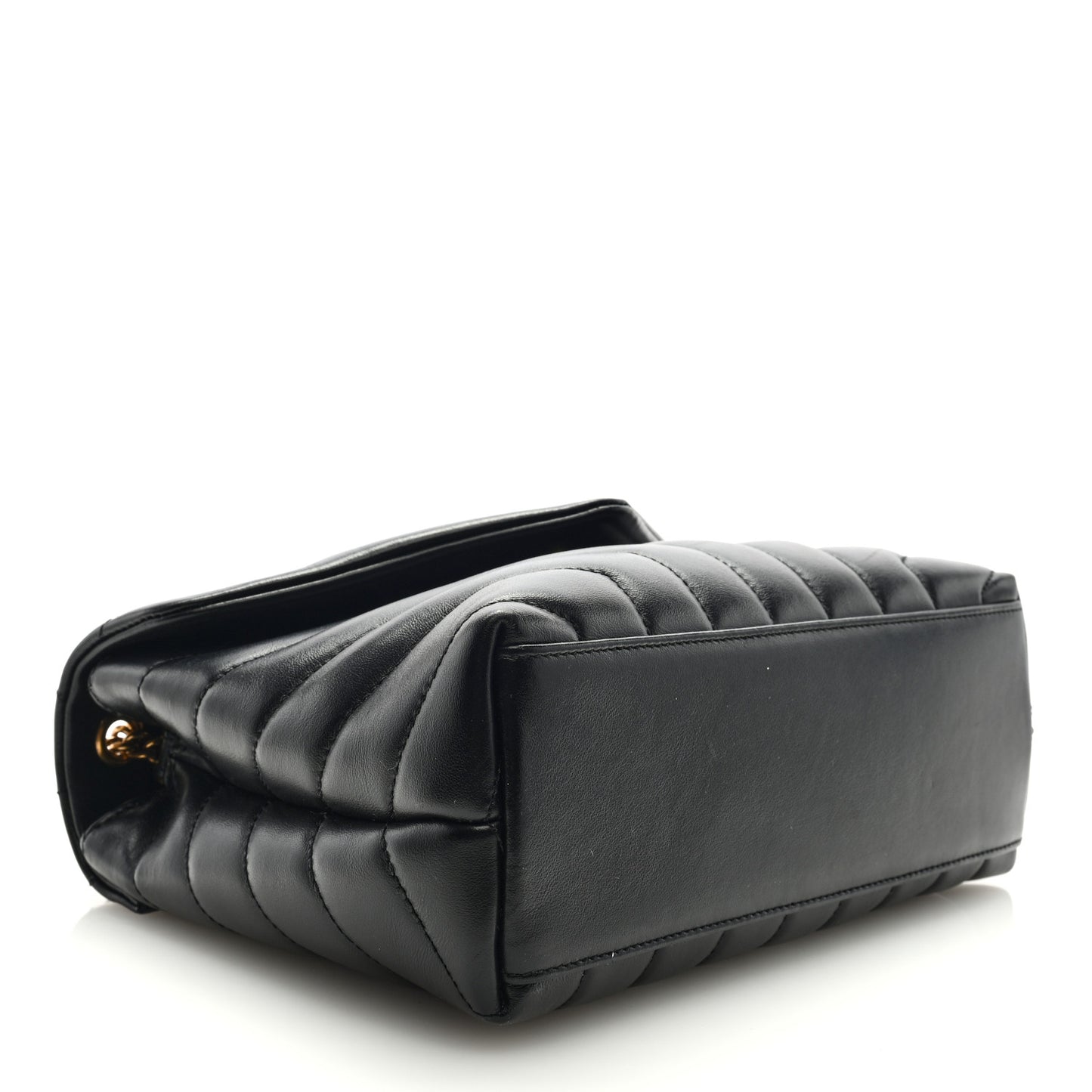 Calfskin Y Quilted Monogram Small Loulou Chain Satchel Black