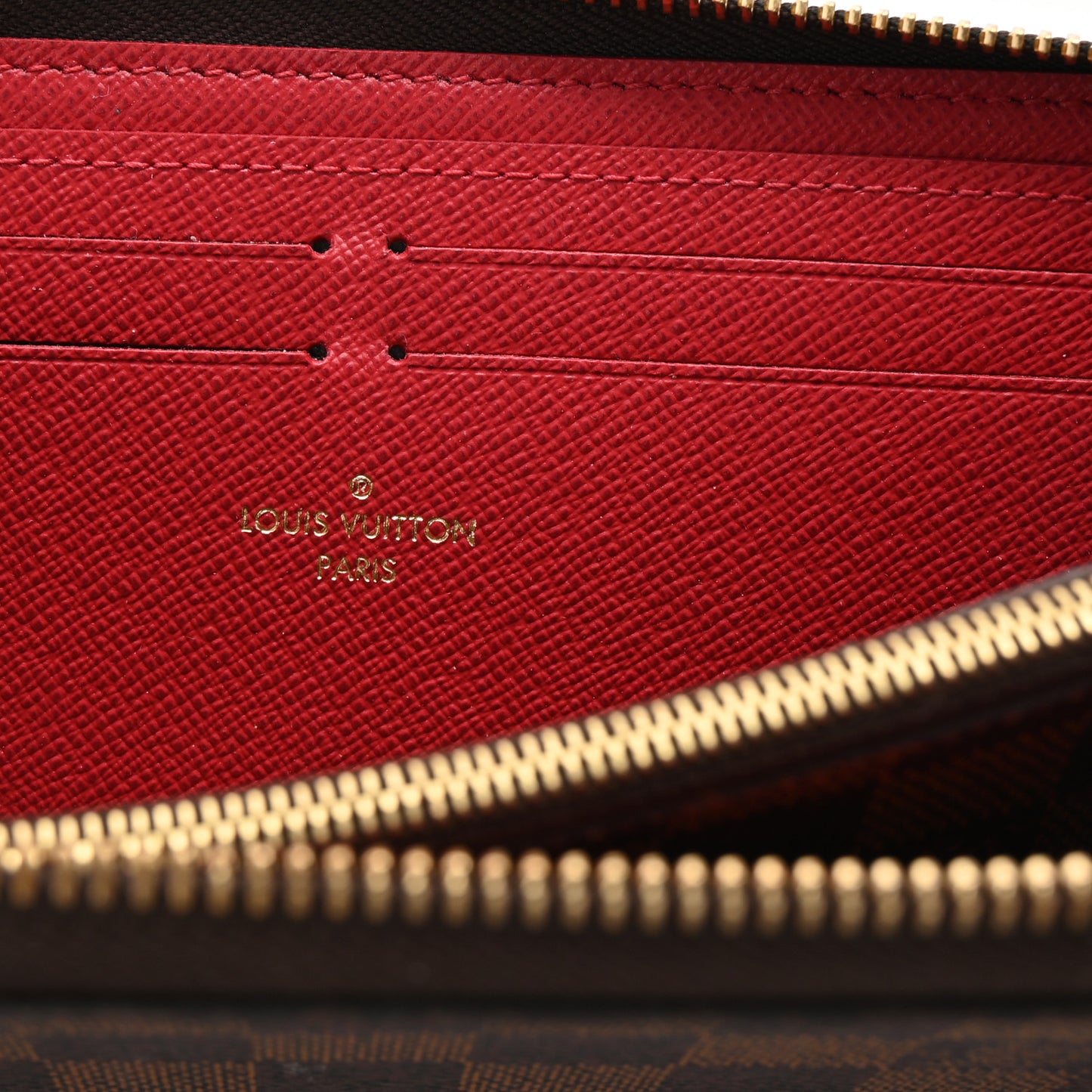 Damier Ebene Clemence Wallet Cherry
