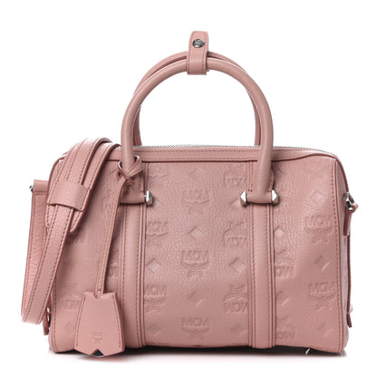 MCM Calfskin Ottomar Monogram Small Boston Bag Pink 1 of 10