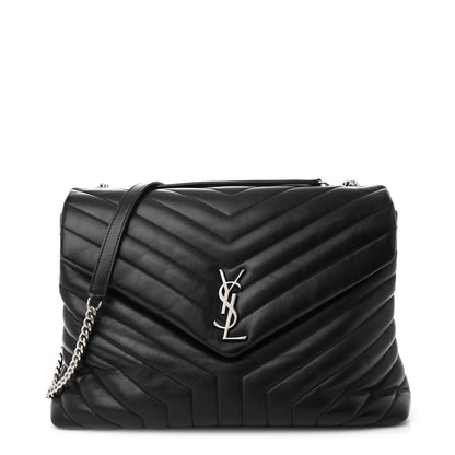 Saint Laurent Calfskin Y Quilted Monogram Large Loulou Chain Satchel Black 1 of 11