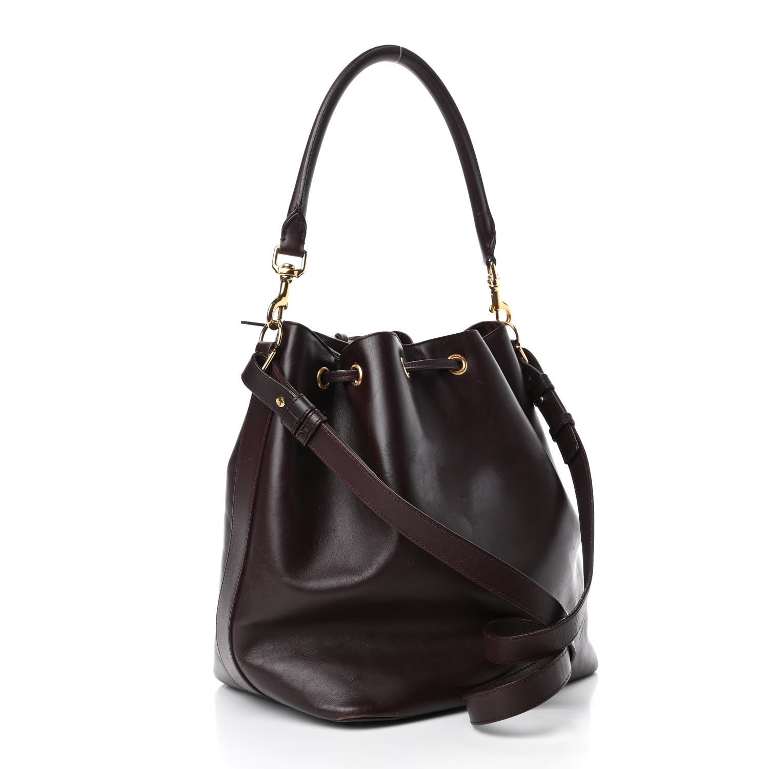 Saint Laurent Calfskin Large Emmanuelle Bucket Bag Burgundy 2 of 11