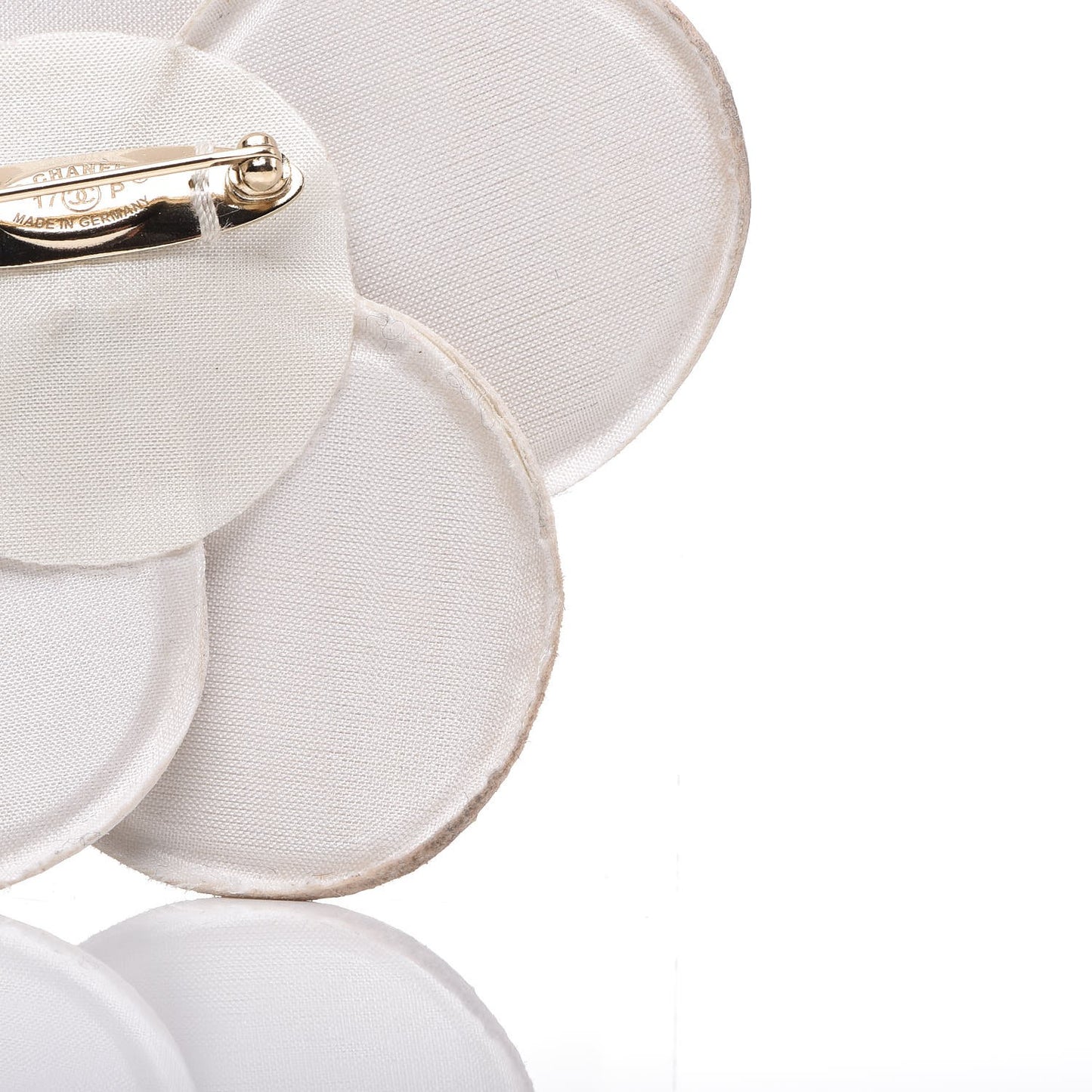 Lambskin Grosgrain Camellia Brooch Black White