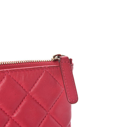 Chanel Lambskin Quilted Large Cosmetic Case Dark Pink 13 of 14