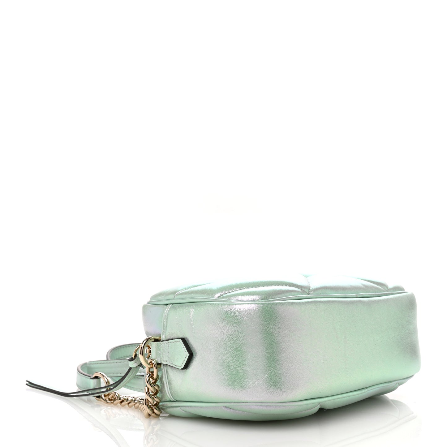 Iridescent Nappa Chevron Matelasse Small GG Marmont Chain Shoulder Bag Iridescent Salvy Green