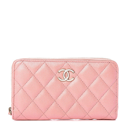 Chanel Iridescent Caviar Quilted Medium Zip Around Wallet Pink 1 of 9