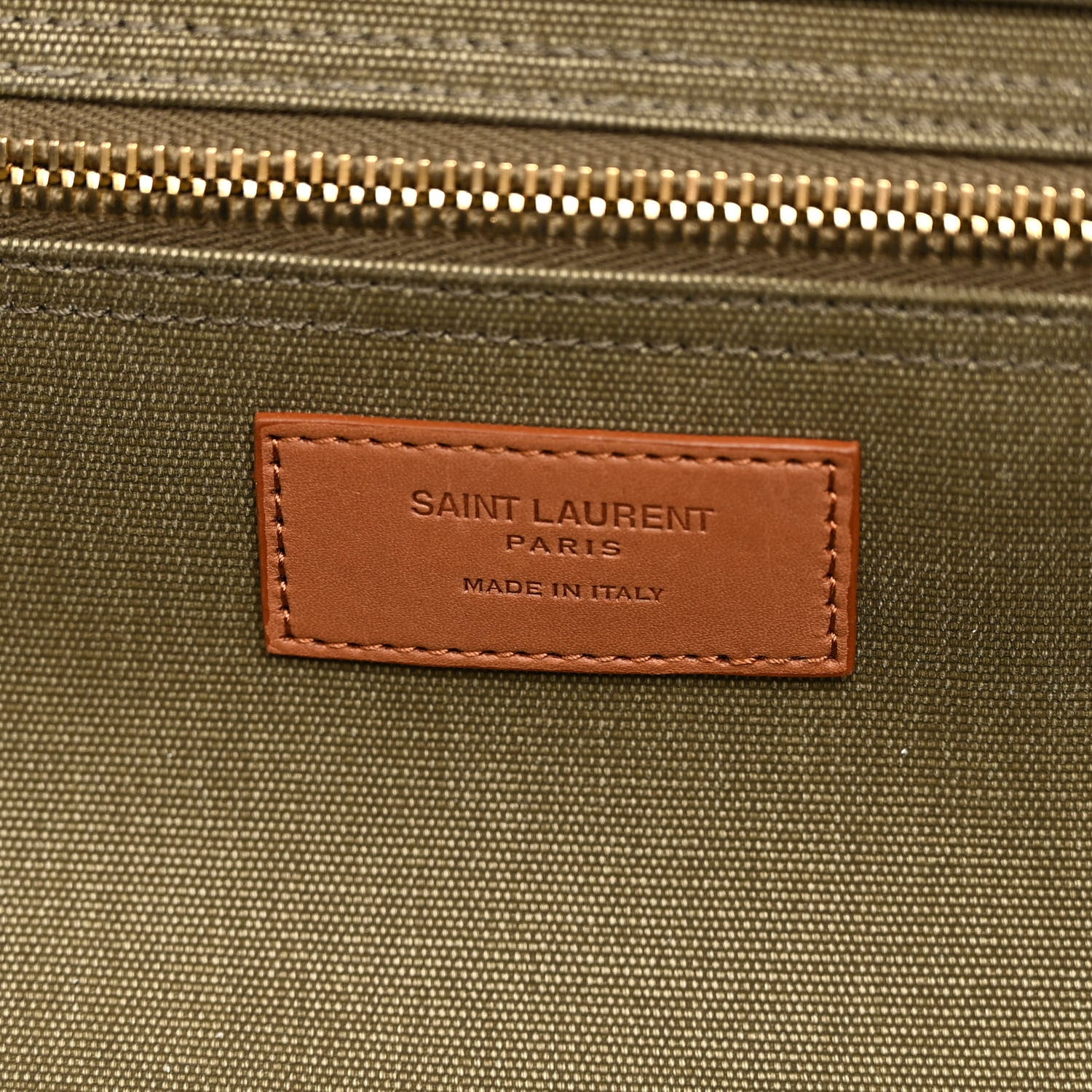 Saint Laurent Linen Calfskin Rive Gauche Maxi Tote Kaki Brown 6 of 9