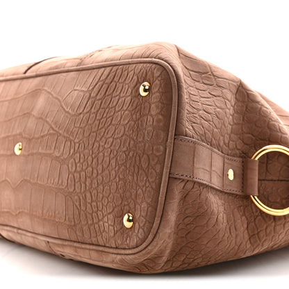 Saint Laurent Nubuck Croc Embossed Oversized Muse Beige 10 of 14