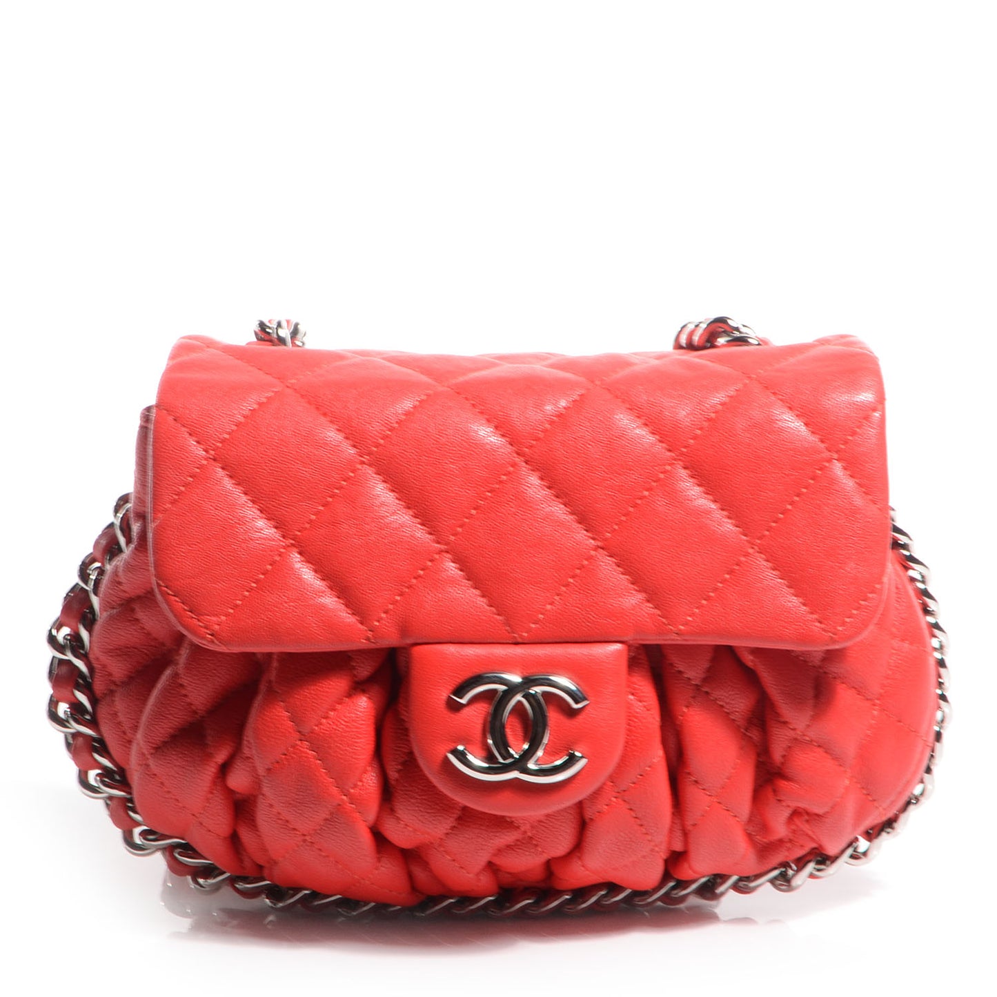 Lambskin Mini Chain Around Messenger Red