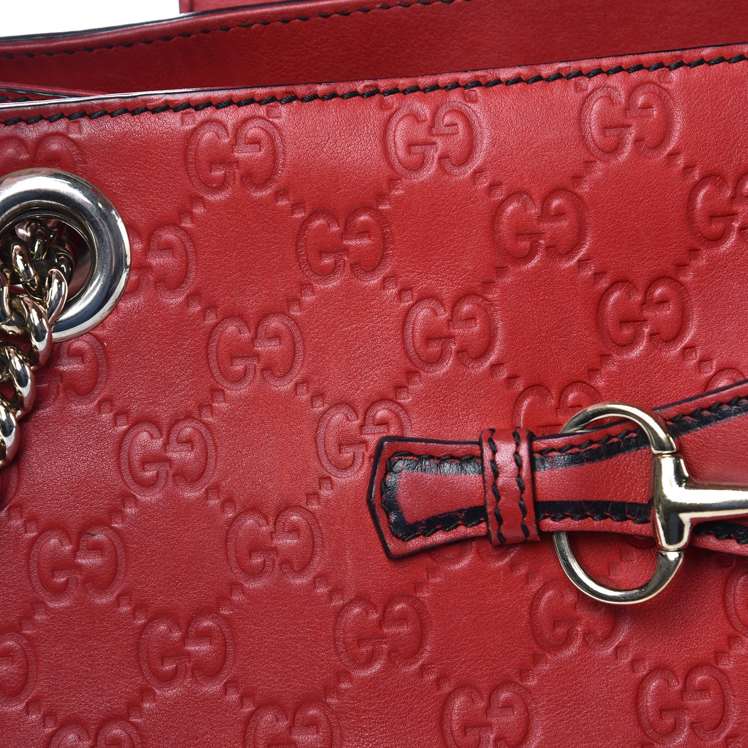 Gucci Guccissima Large Emily Chain Shoulder Bag Red 15 of 20