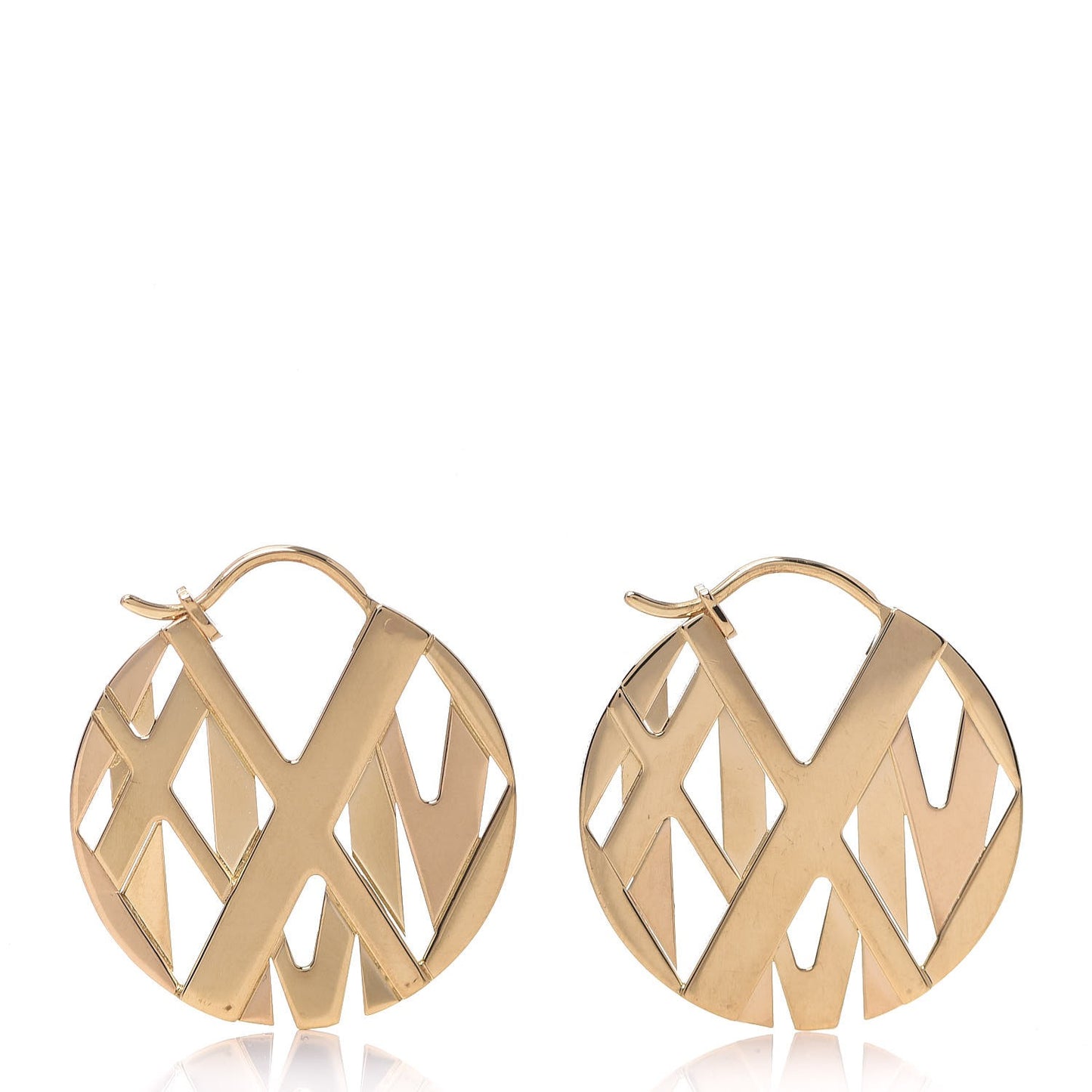 18K Yellow Gold Round Atlas Earrings