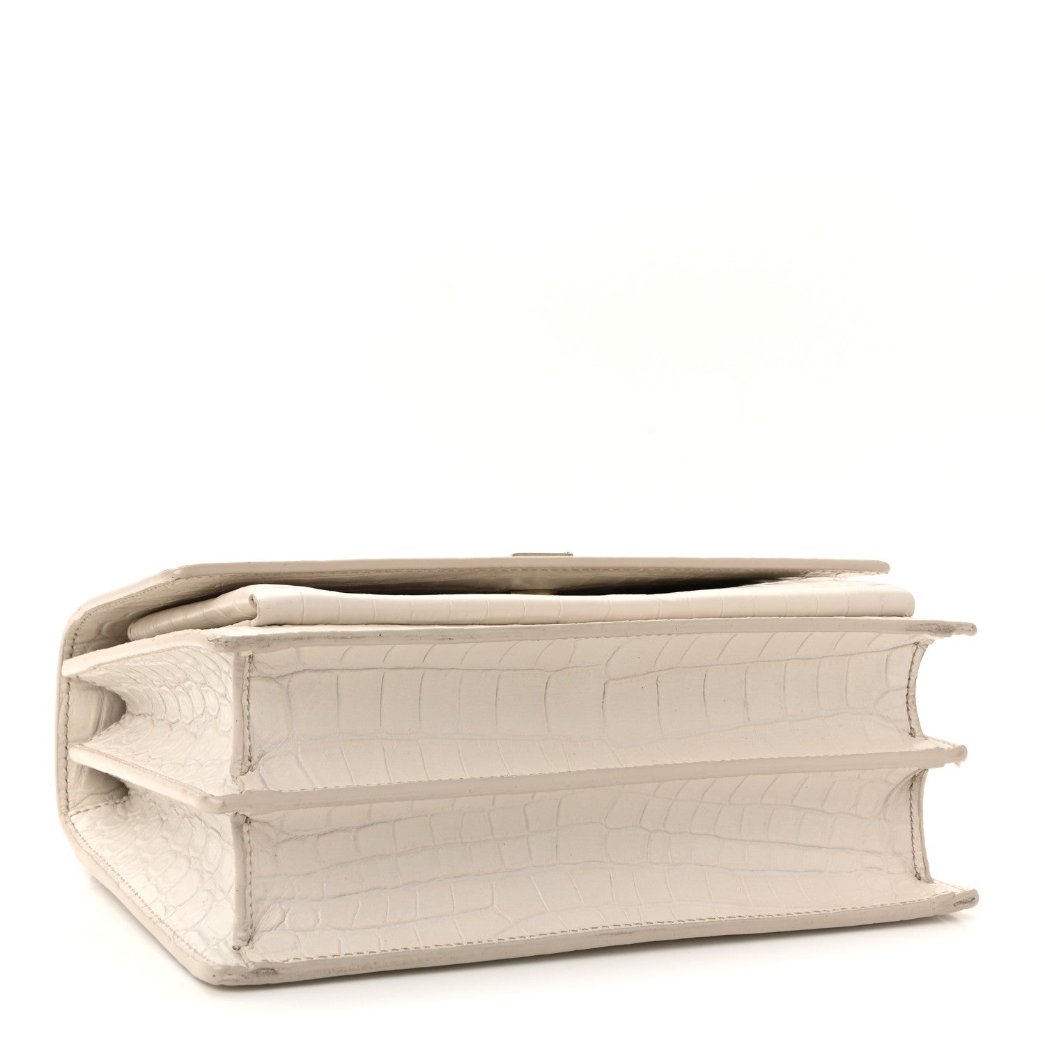 Saint Laurent Calfskin Crocodile Embossed Medium Monogram Sunset Blanc Vintage 4 of 9