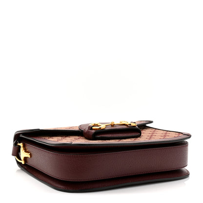 Gucci Monogram Textured Dollar Calfskin Horsebit 1955 Shoulder Bag Sahara Rubino Chardonnay 4 of 10