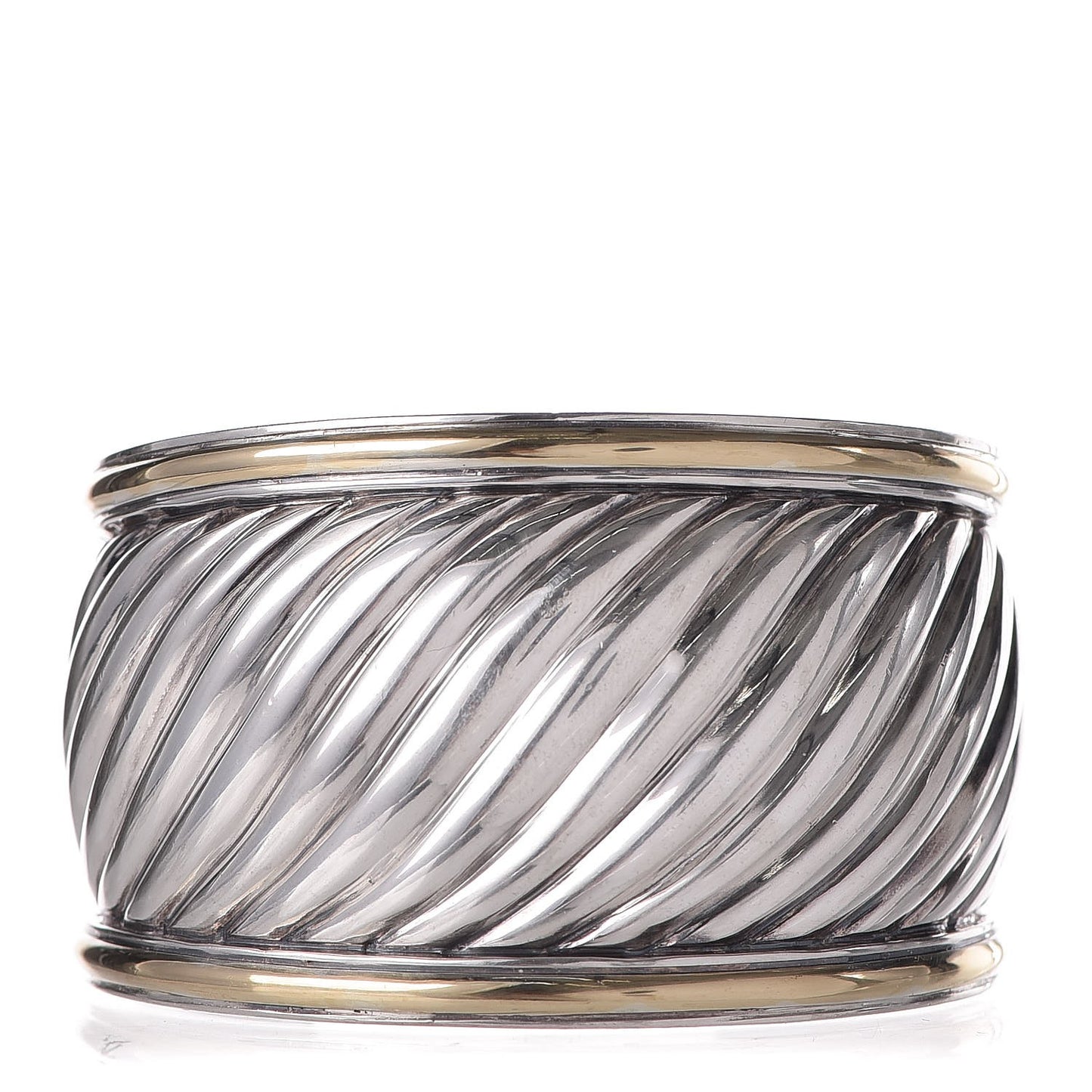 Sterling Silver 18K Yellow Gold 41mm Sculpted Cable Cuff Bracelet