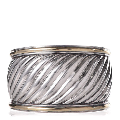 David Yurman Sterling Silver 18K Yellow Gold 41mm Sculpted Cable Cuff Bracelet 1 of 4