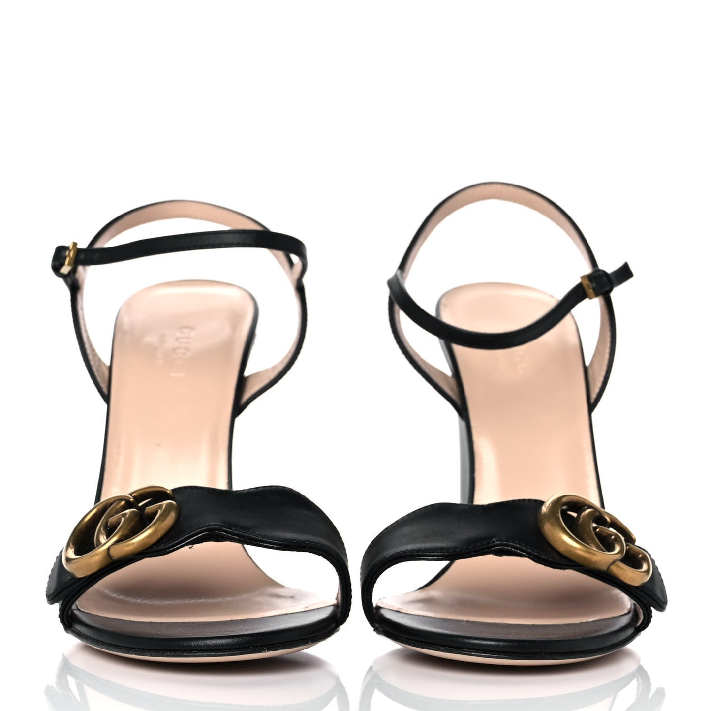 Lifford Calfskin GG Marmont Ankle Wrap 105mm Sandals 36 Black