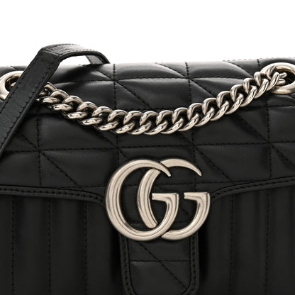 Gucci Calfskin Matelasse Aria Mini GG Marmont Shoulder Bag Black 9 of 14