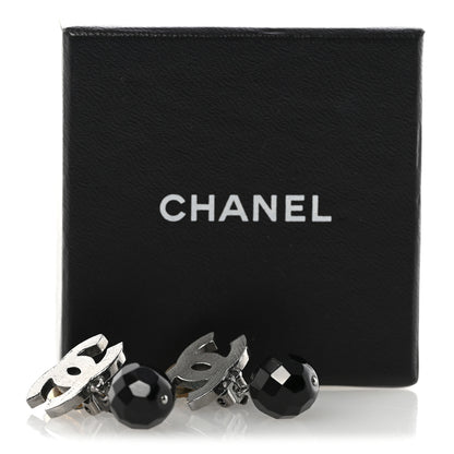 Chanel Ruthenium CC Bead Drop Clip On Earrings Black 5 of 5