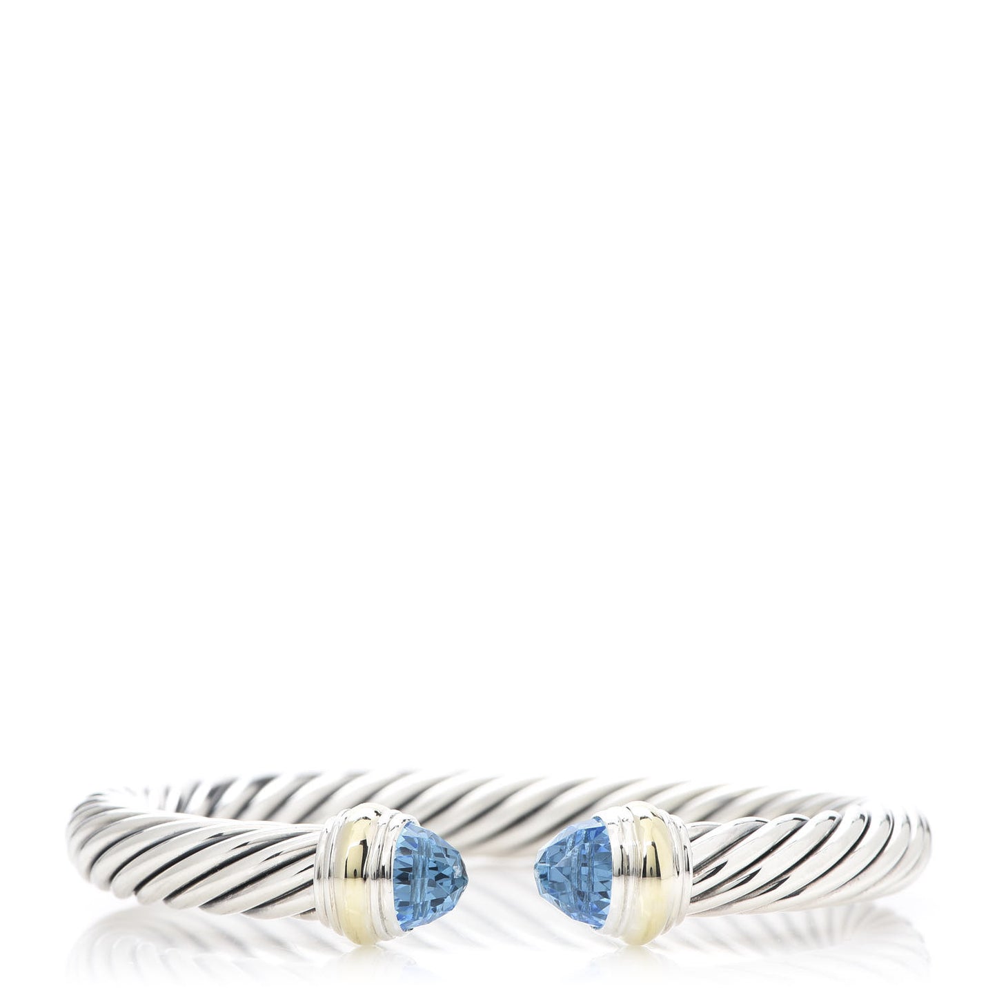 Sterling Silver 14K Yellow Gold Blue Topaz 7mm Cable Classics Bracelet