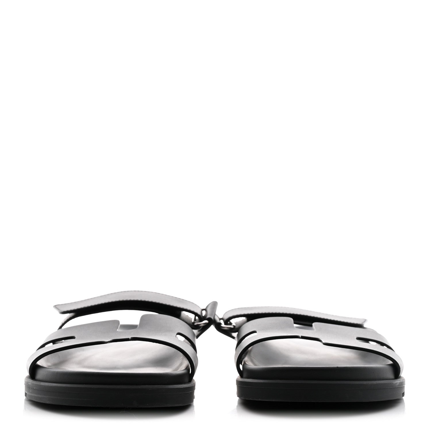 Hermes Calfskin Womens Chypre Sandals 40.5 Black 3 of 11
