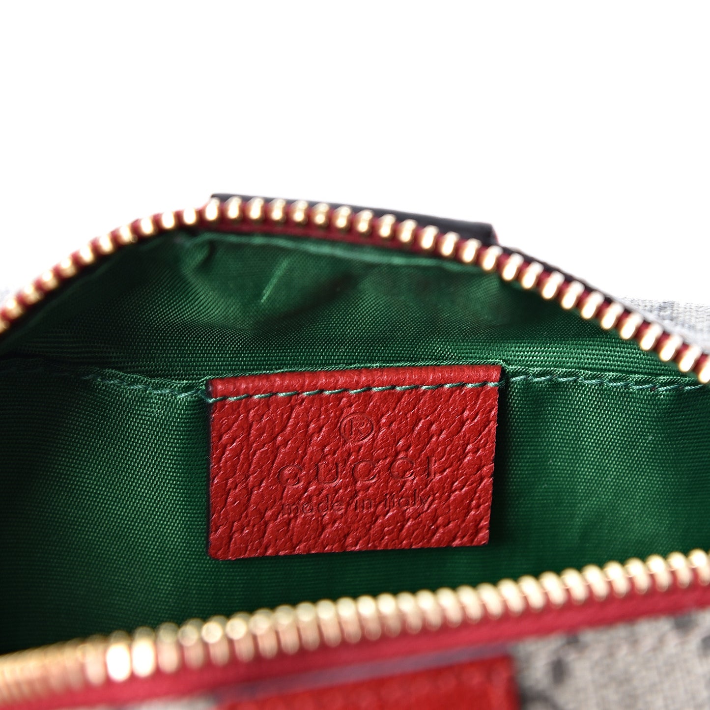 Soft GG Supreme Monogram Calfskin Small Ophidia Cosmetic Case Beige Ebony Hibiscus Red