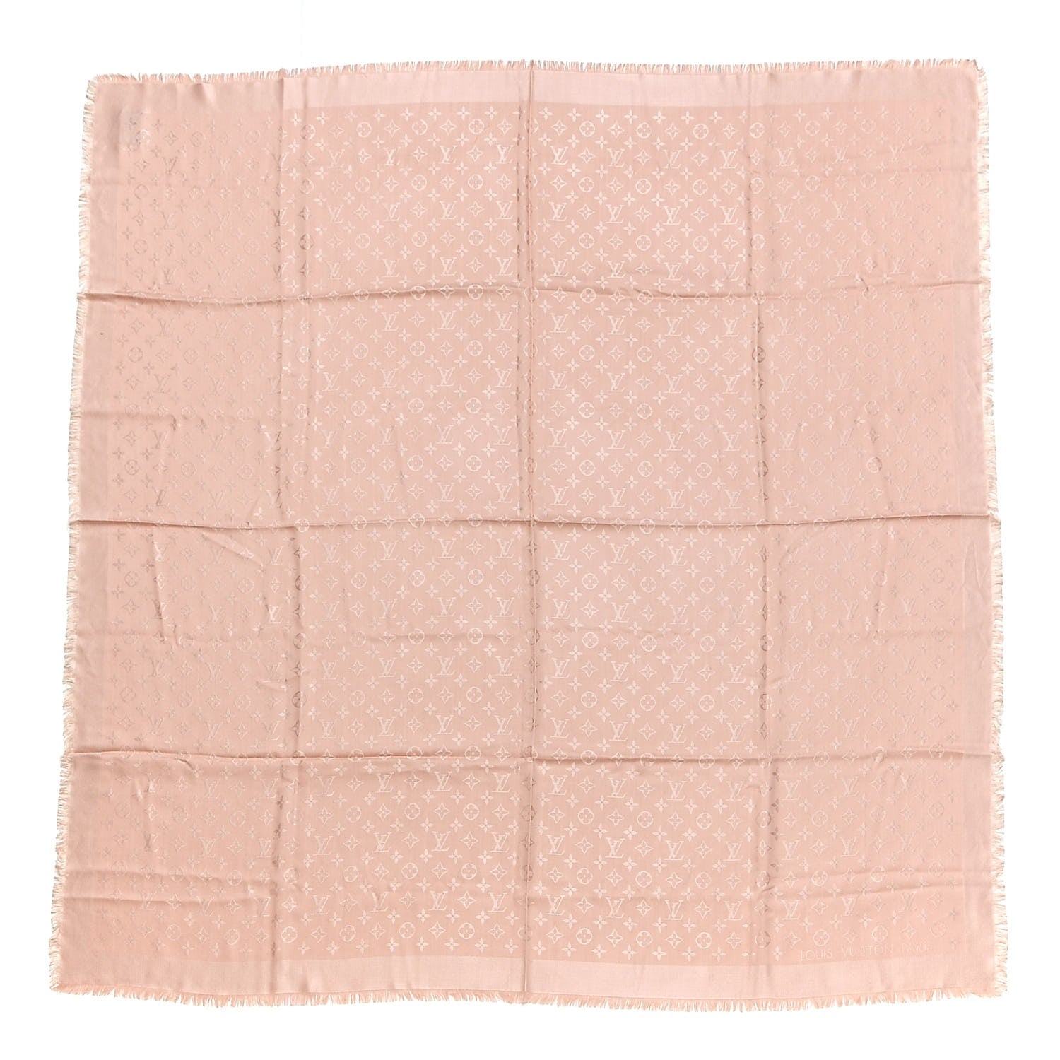 Louis Vuitton Silk Wool Monogram Denim Shawl Pink 1 of 6
