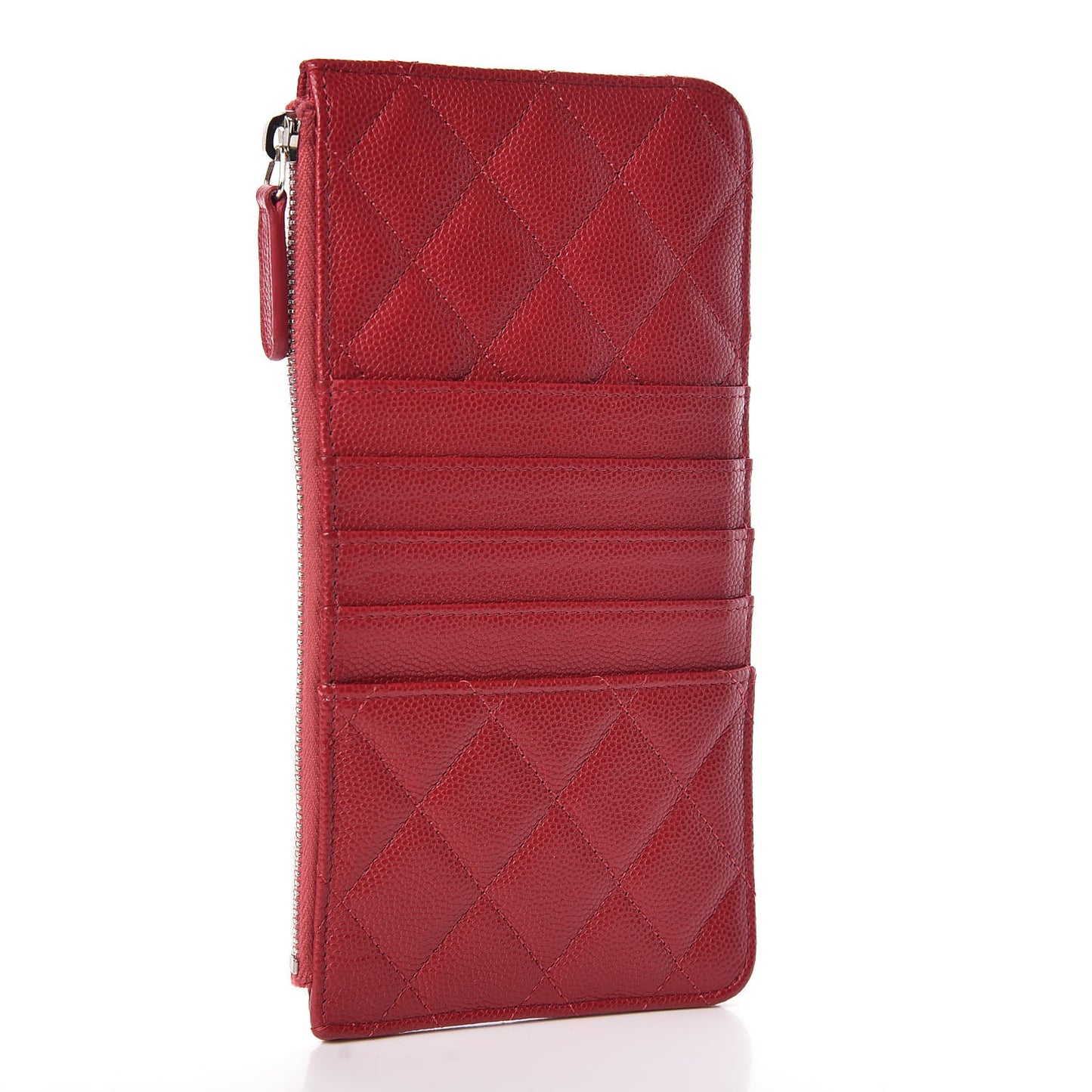 Caviar Quilted Classic Flat Wallet Pouch Red
