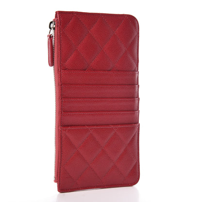 Chanel Caviar Quilted Classic Flat Wallet Pouch Red 3 of 8