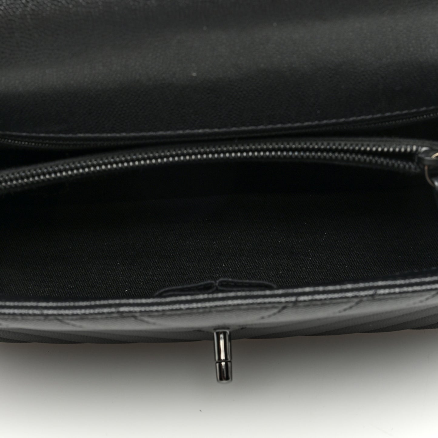 Caviar Chevron Quilted Small Coco Handle Flap So Black