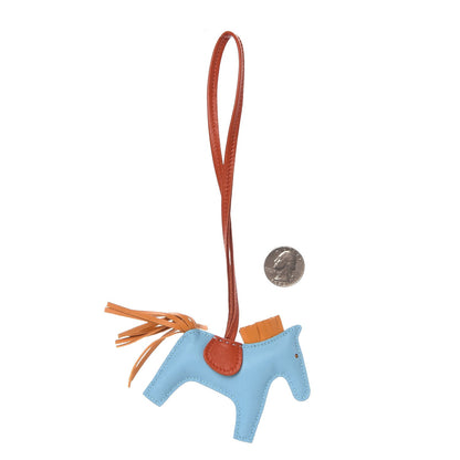 Hermes Milo Lambskin Grigri Rodeo Horse Bag Charm PM Celeste Naturel Bouton D'Or Cornaline 2 of 4