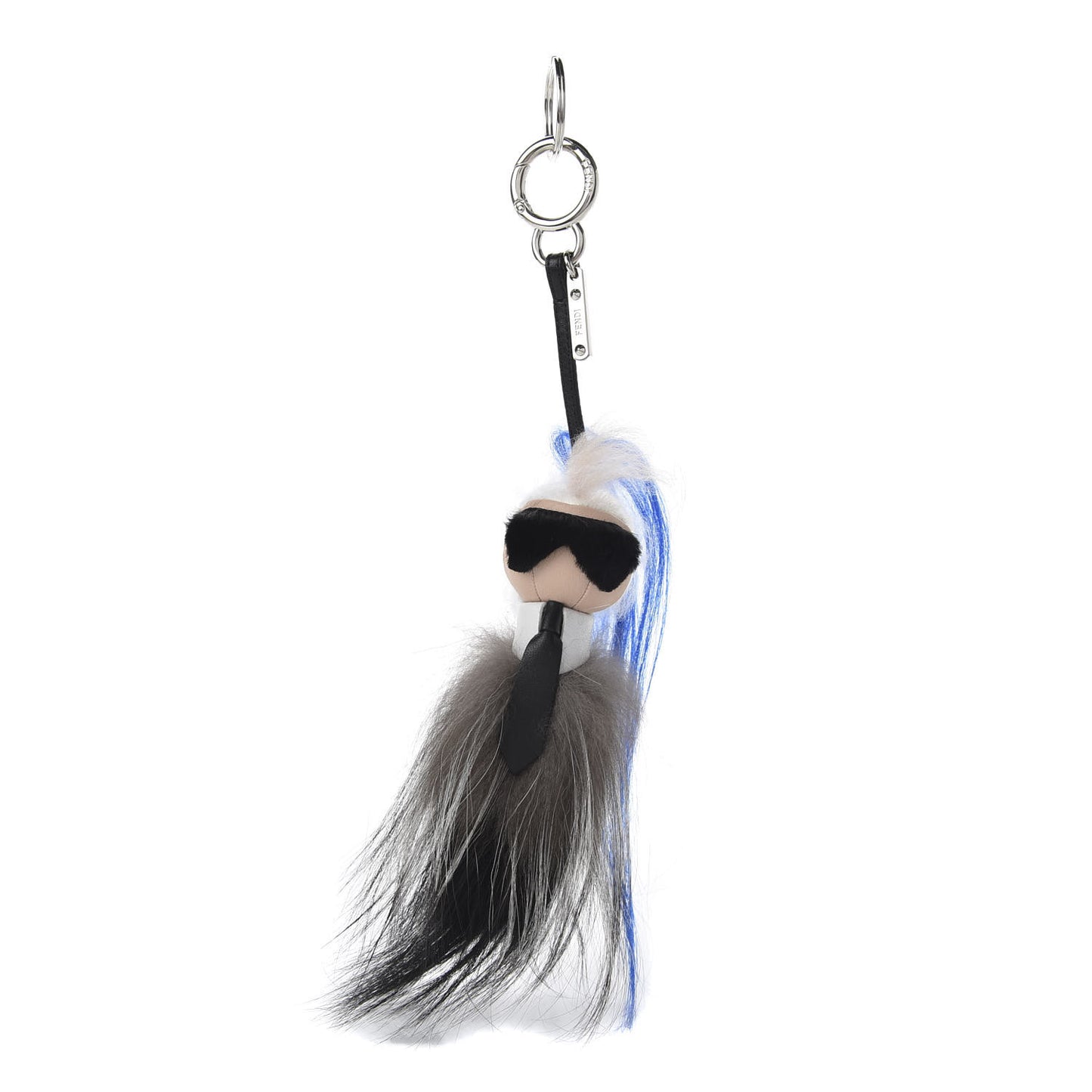 Mink Fox Goat Fur Mini Karlito Bag Charm Blue