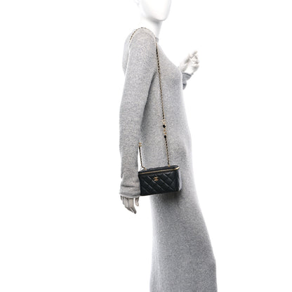 Chanel Lambskin Enamel Quilted Small Coco Hearts Vanity Case With Chain Black 3 of 12