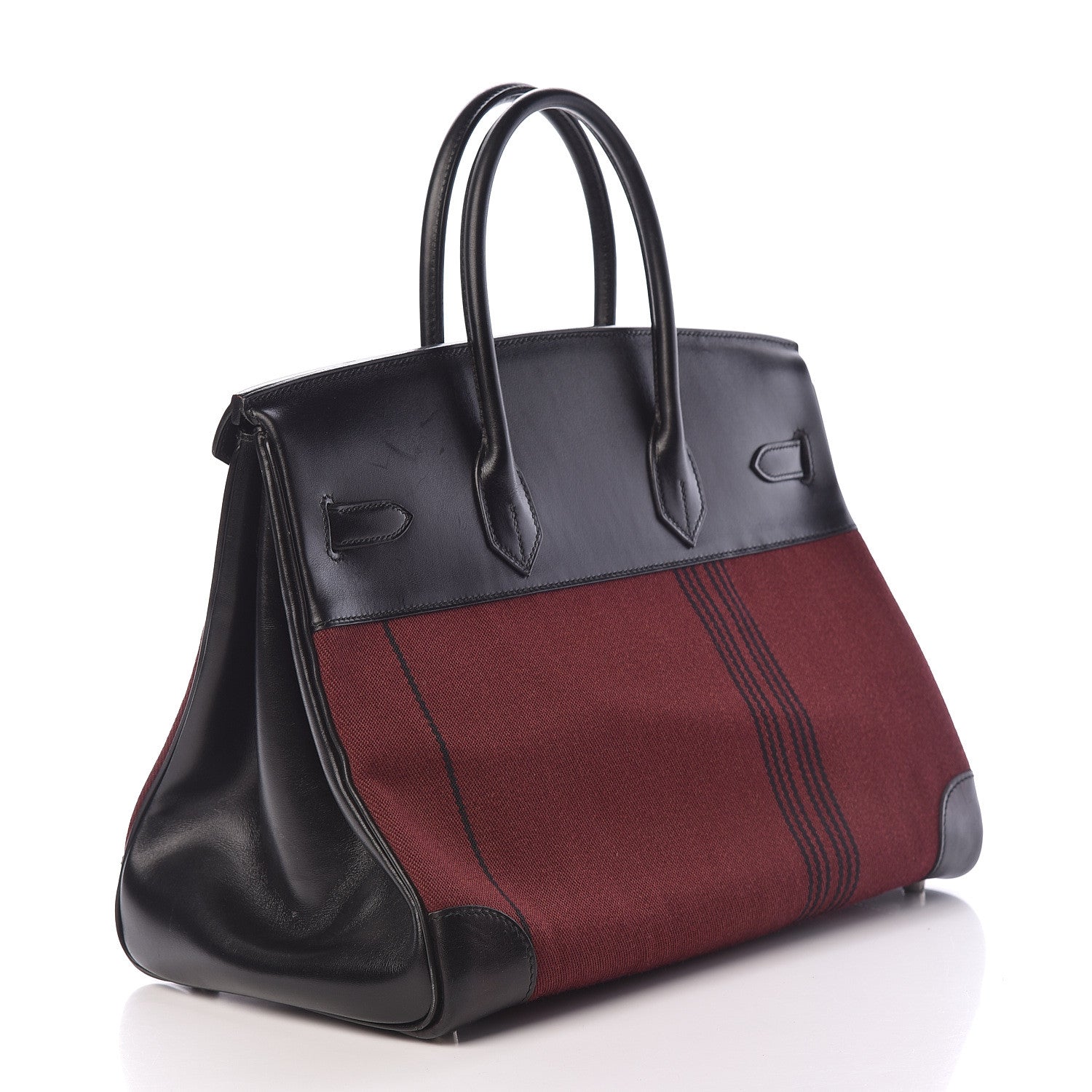Hermes Toile Box Potamus Birkin 35 Black Rouge H 3 of 19