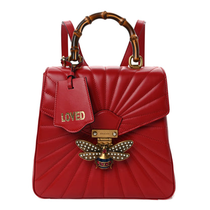 Gucci Calfskin Bamboo Trapuntata Queen Margaret Backpack Hibiscus Red 1 of 10