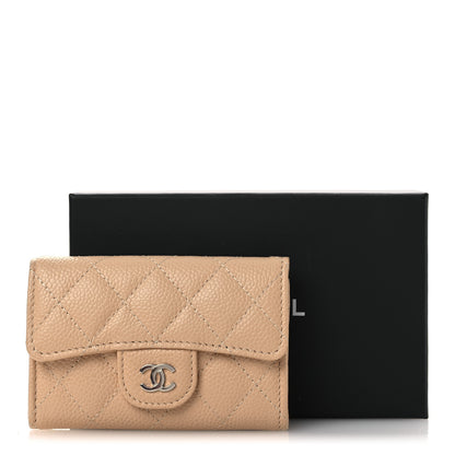 Chanel Caviar Quilted Flap Card Holder Wallet Beige 9 of 9