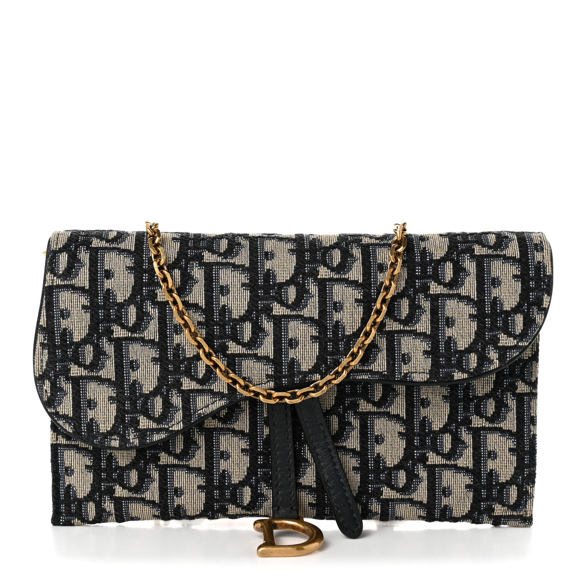 Oblique Saddle Chain Long Wallet Blue
