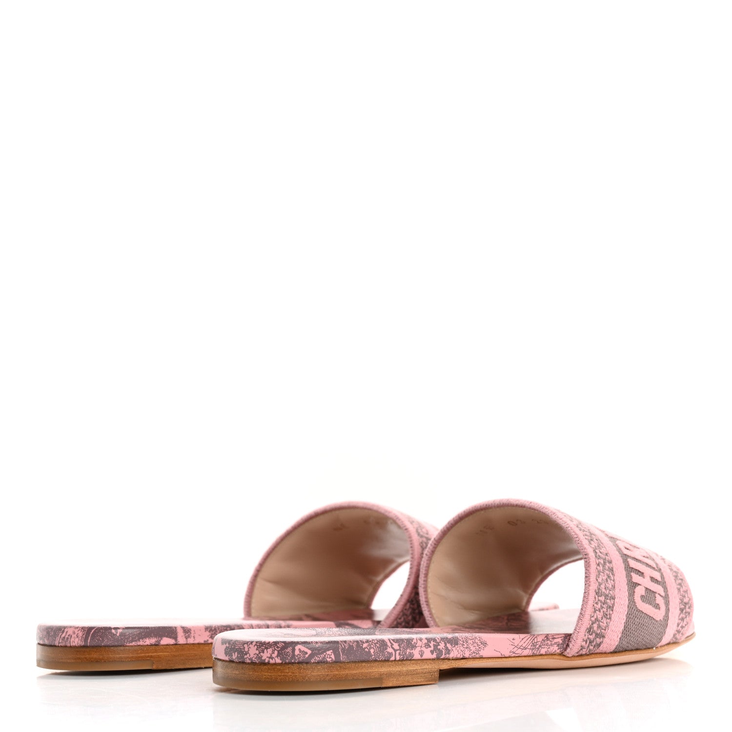 Christian Dior Canvas Toile De Jouy Embroidered Dway Flat Slide Sandals 36 Chateau Rose 5 of 10