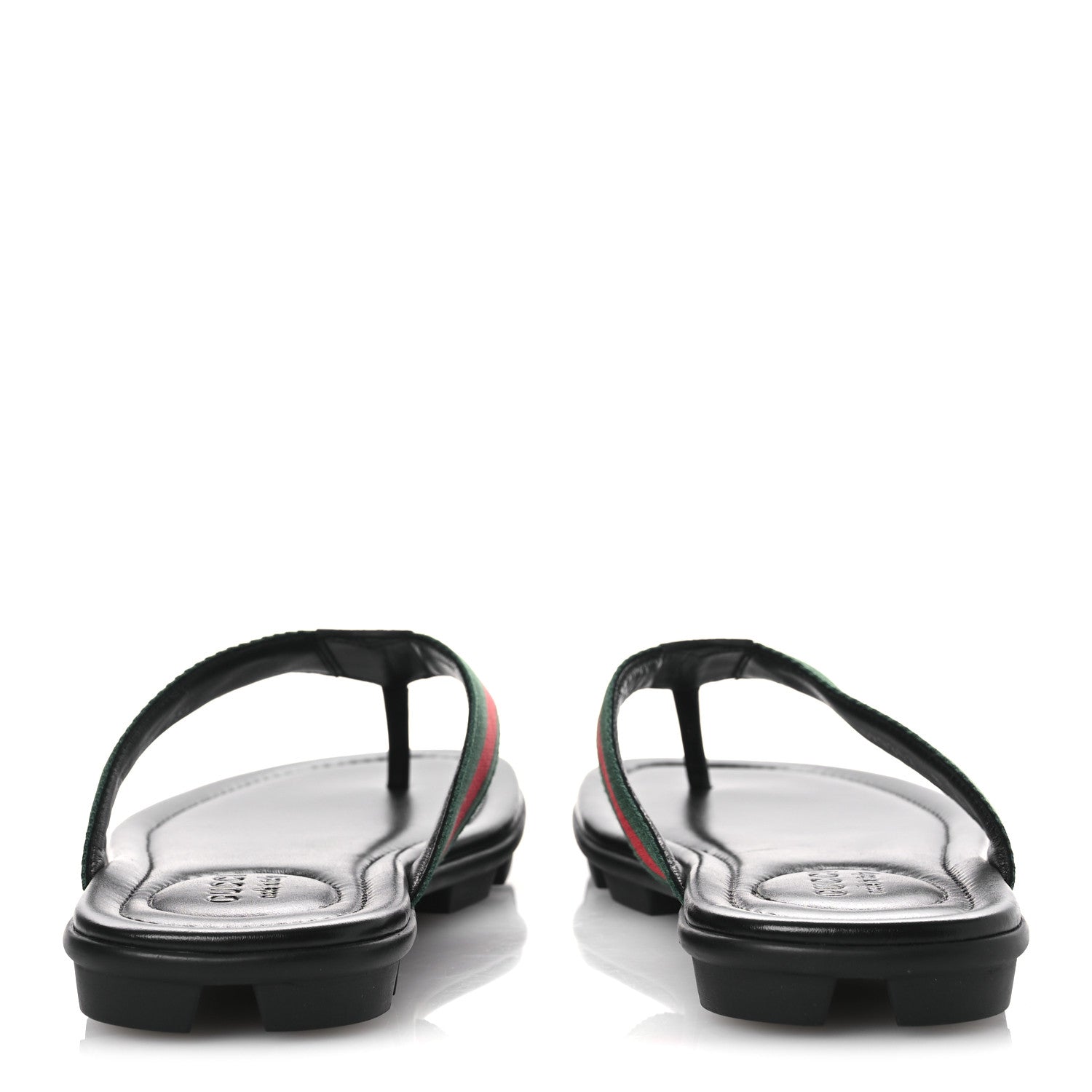 Gucci Nylon Calfskin Web Mens Cleat Sole Thong Sandals 8 Black Red Blue 6 of 14