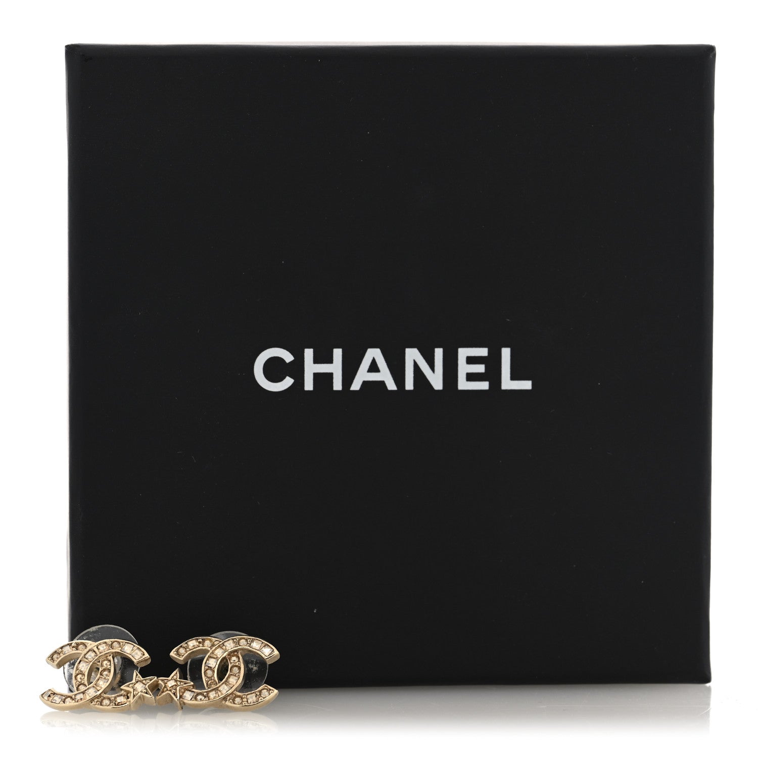 Chanel Crystal CC Starfall Earrings Gold 5 of 5