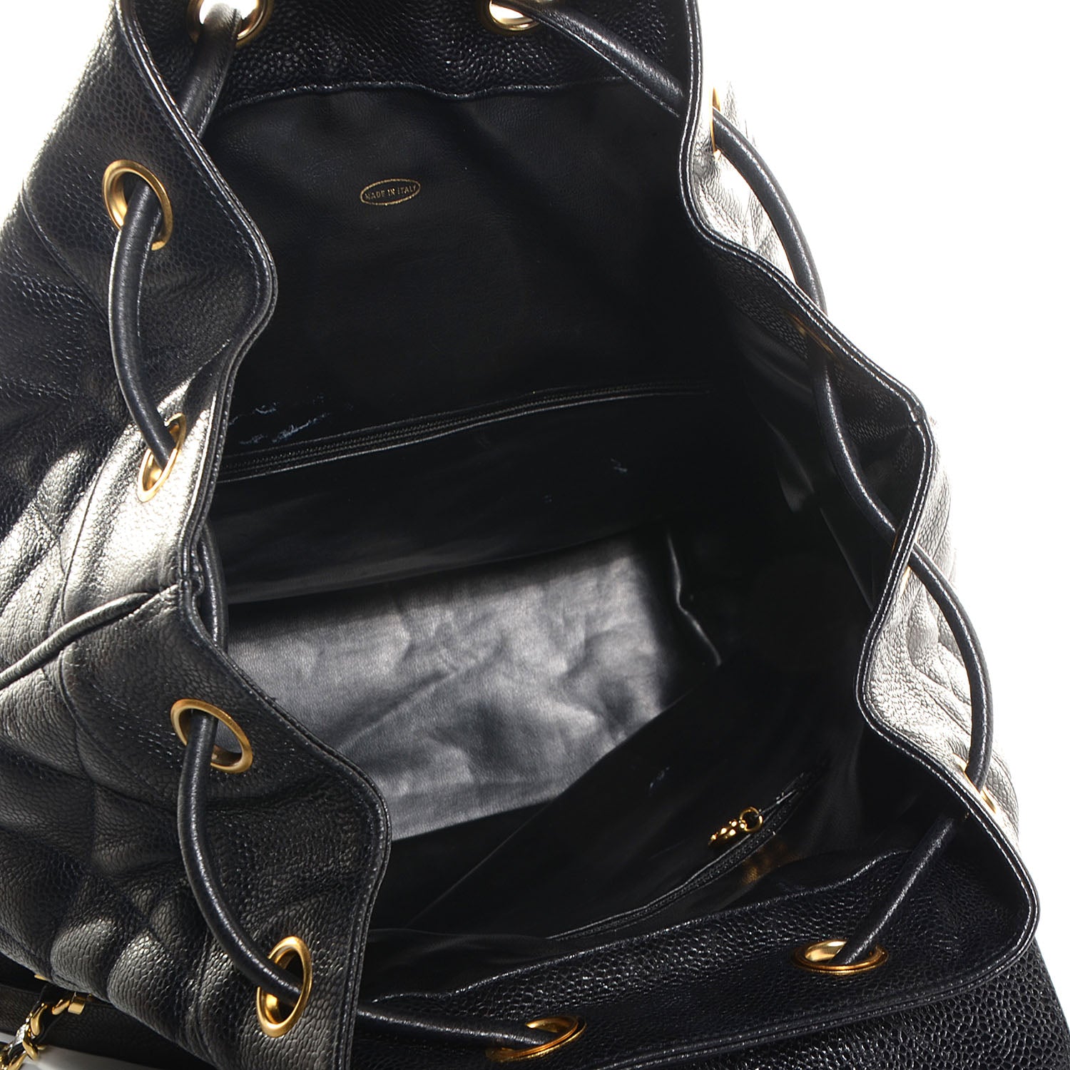 Chanel Quilted Caviar Drawstring Backpack Black 5 of 9