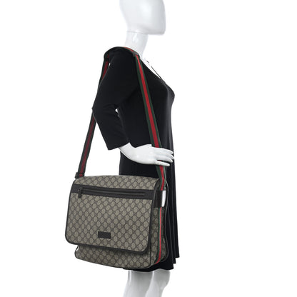 Gucci GG Plus Monogram Web Large Flap Messenger Bag Beige Dark Brown 2 of 10