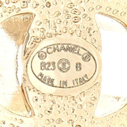 Chanel Metal Crystal Twist CC Hoop Earrings Gold 4 of 4