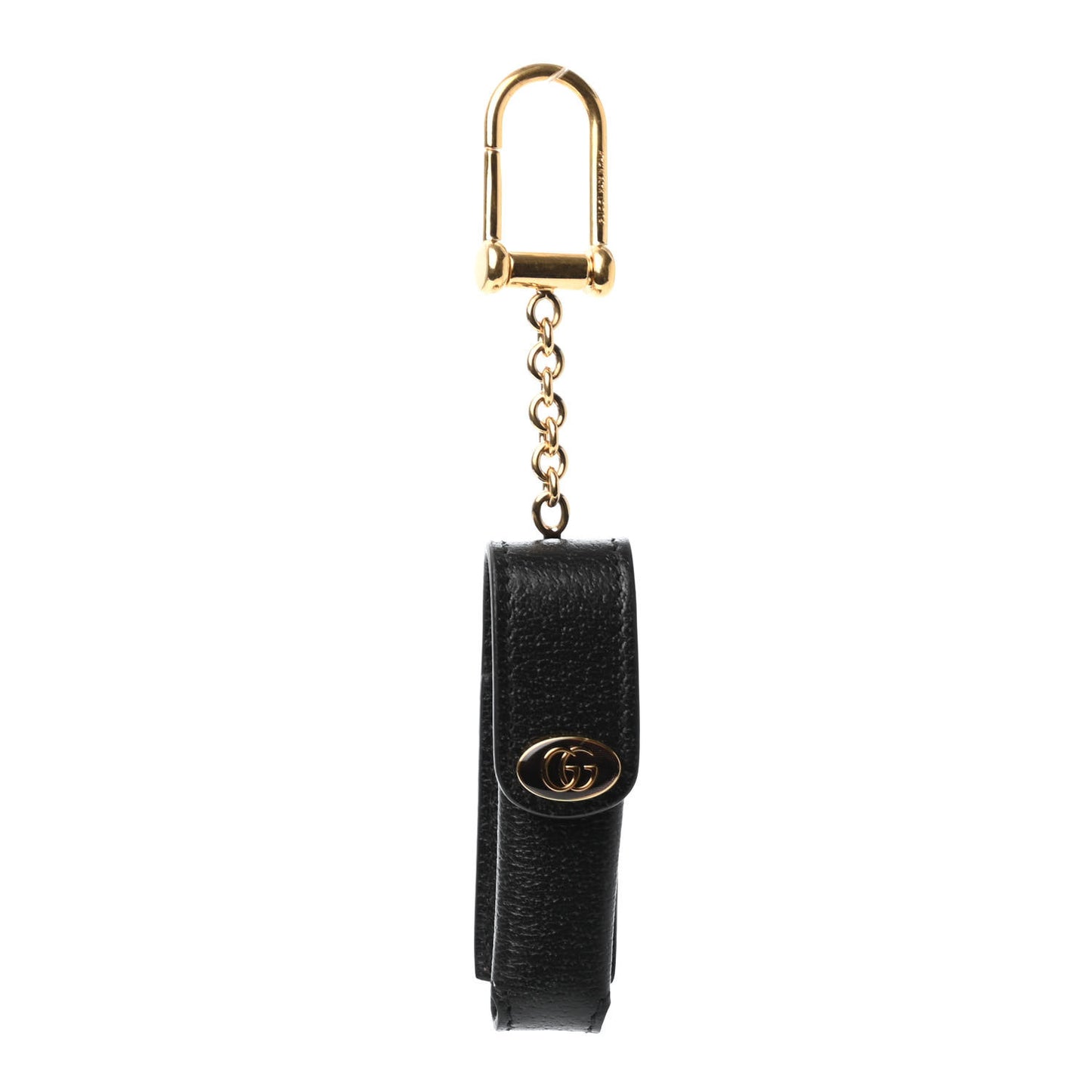 Textured Calfskin Enamel Single Porte Rouges Keychain Black