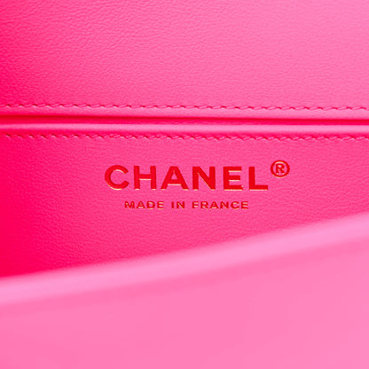 Chanel Patent Calfskin Chevron Quilted Small Boy Flap Neon Pink 6 of 10