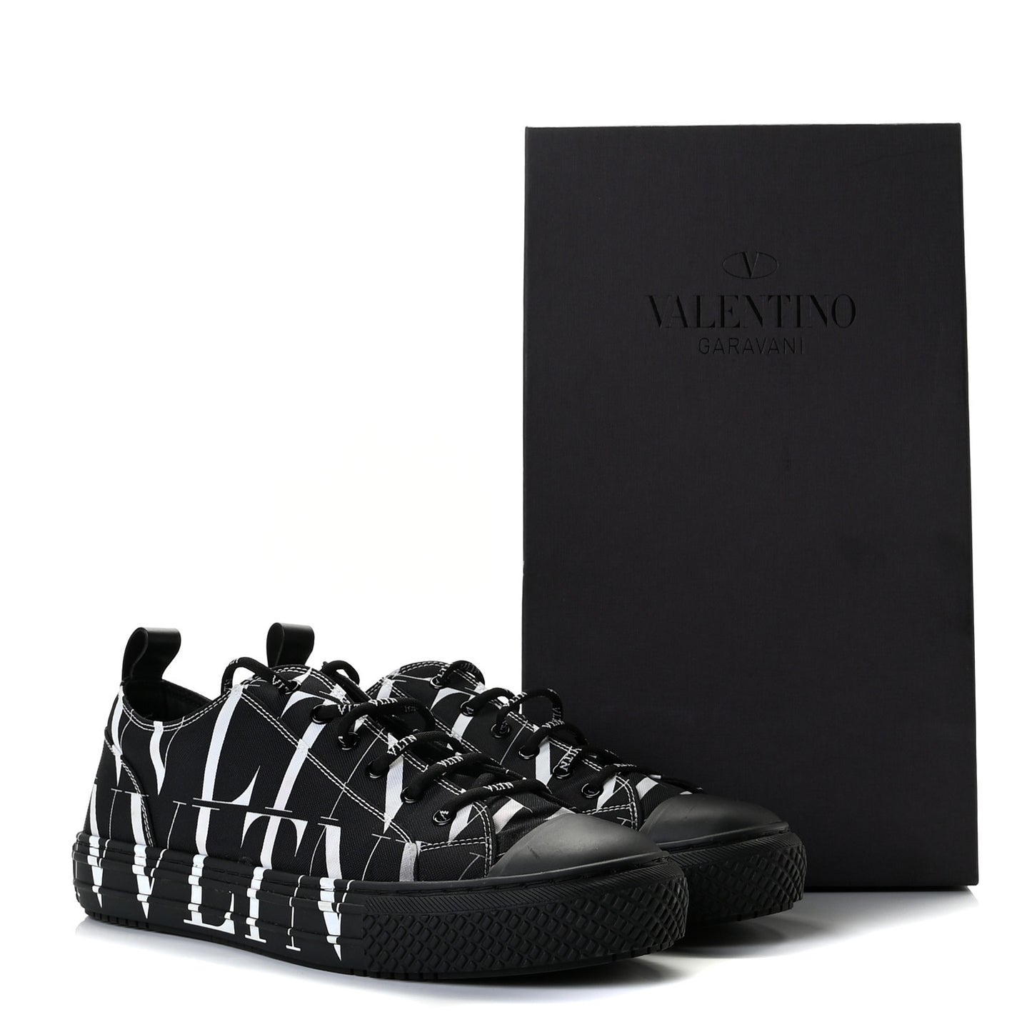 Nylon Mens Allover VLTN Logo Sneakers 41 Black White