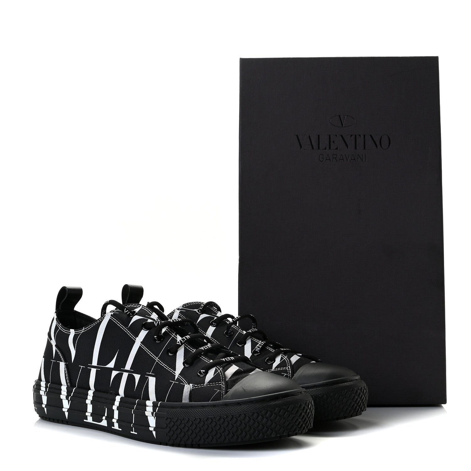 Valentino Garavani Nylon Mens Allover VLTN Logo Sneakers 41 Black White 12 of 12
