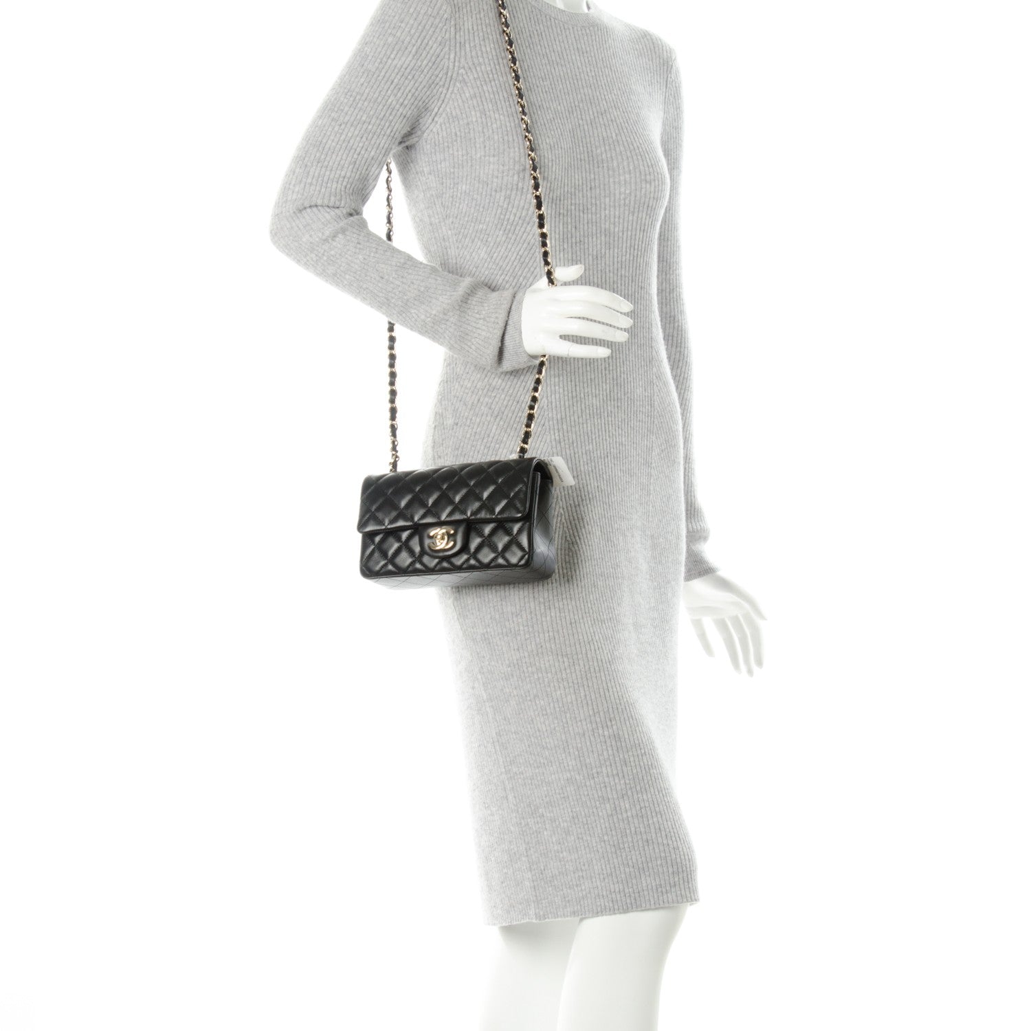 Chanel Lambskin Quilted Mini Rectangular Flap Black 2 of 8