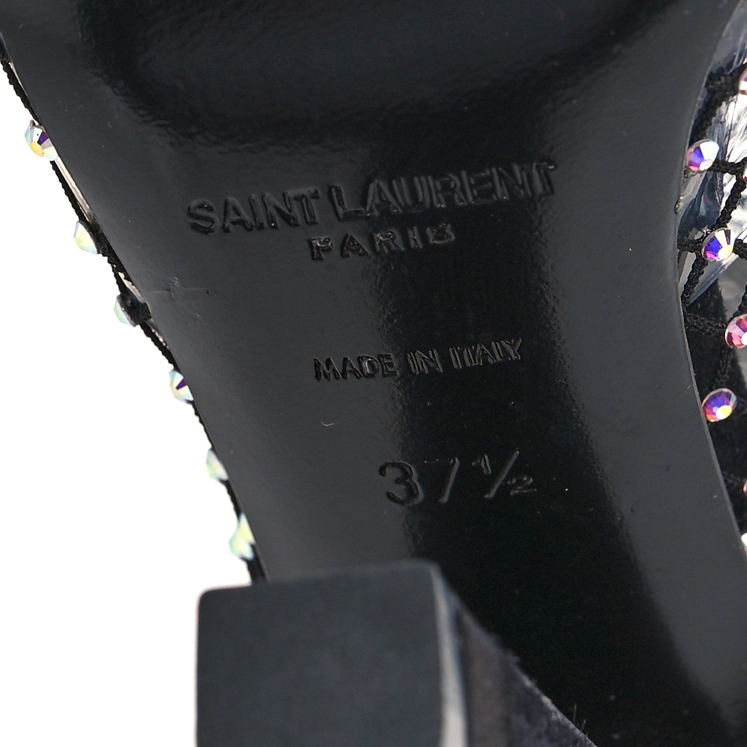 Saint Laurent Mesh Crystal 68 Knee High Boots 37.5 Black 6 of 8